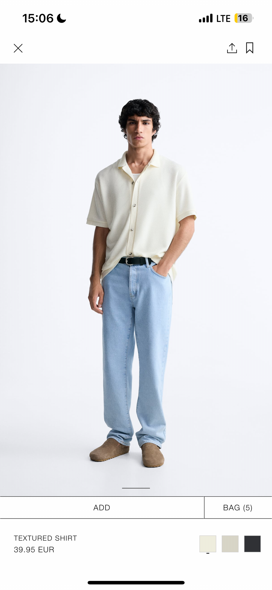 ZARA TEXTURED SHIRT ECRU