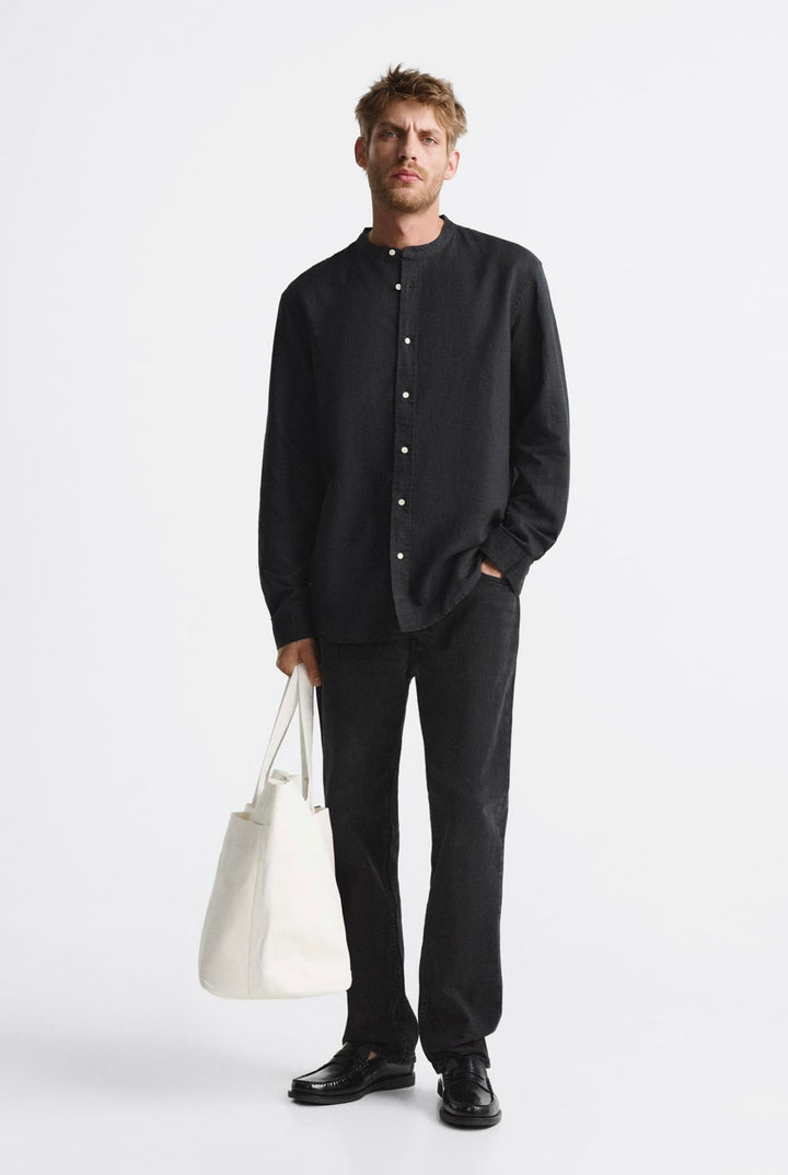 ZARA COTTON LINEN SHIRT BLACK