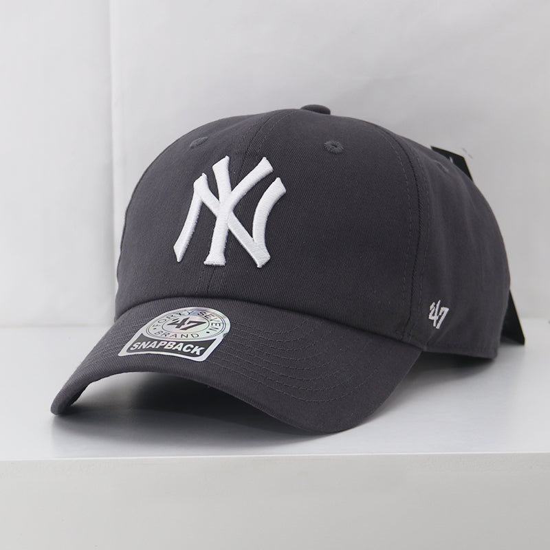 New York big logo adjustable baseball cap in grey