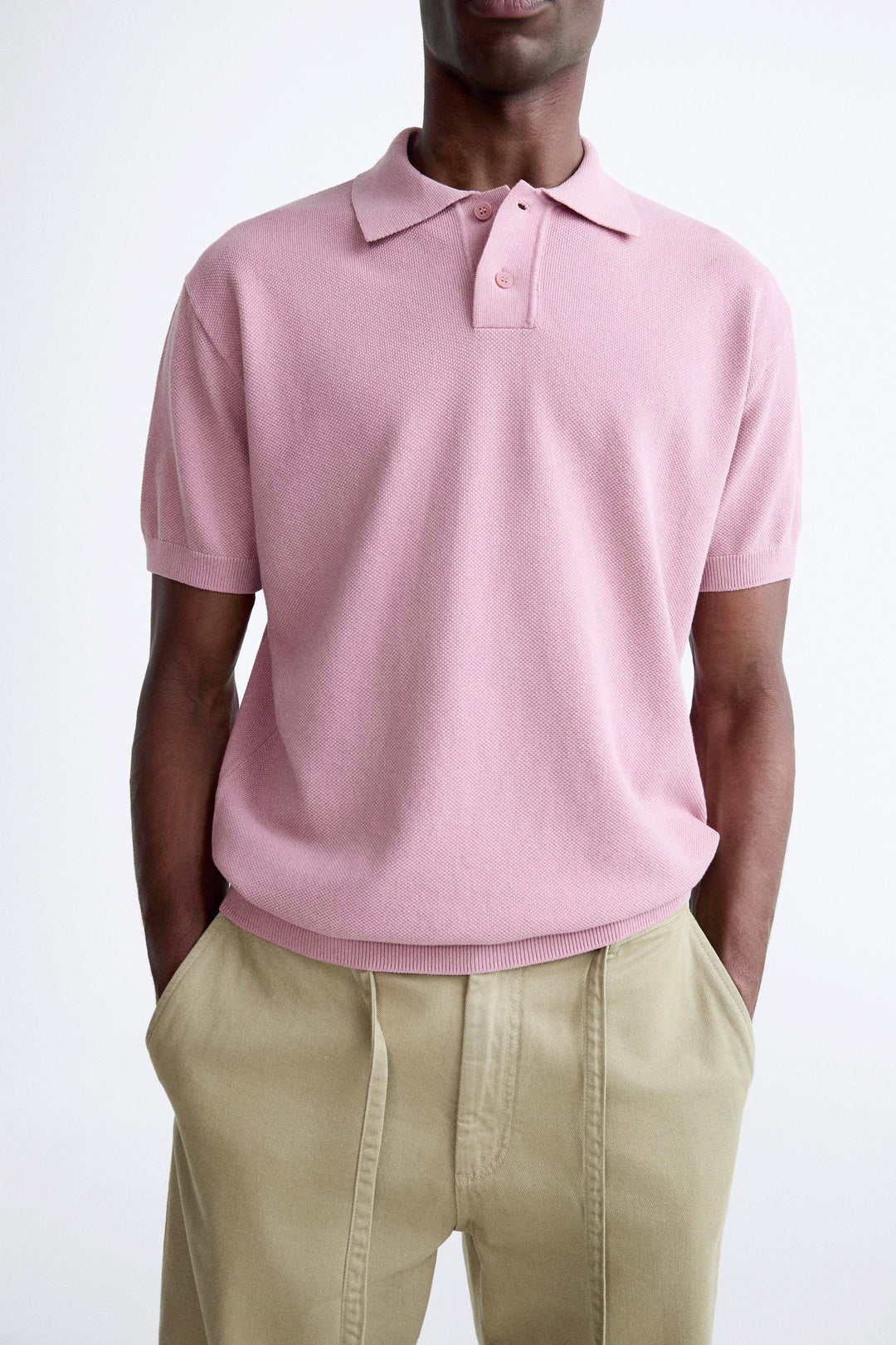 Garm Island Basic Knit Polo in Pink