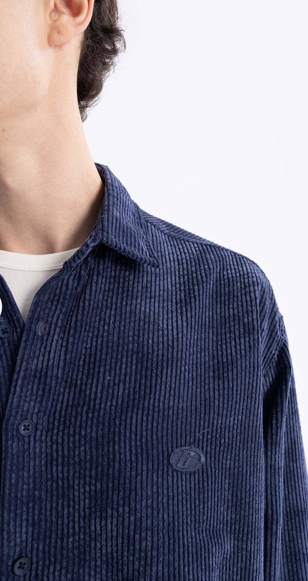 Giesto pleated corduroy shirt in blue