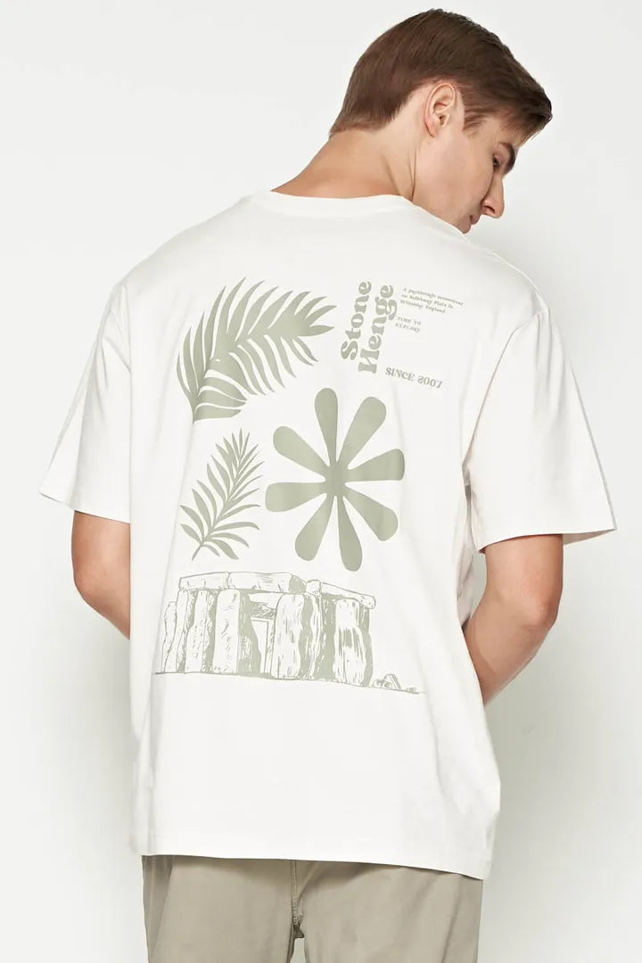 Garage Resort abstract T-shirt in ecru