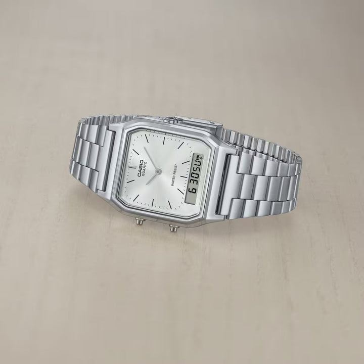 Casio AQ-230 wrist watch in silver