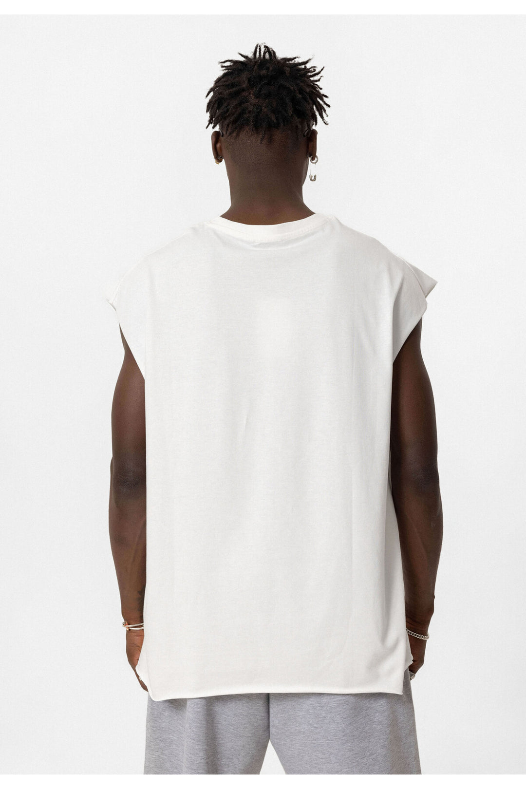 Vamos Oversized Sleeveless T-shirt in White