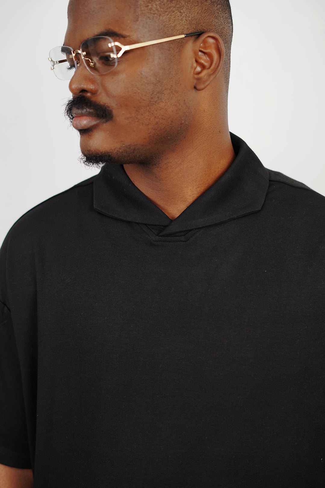 Garm Island Mock Neck Polo Shirt in Black