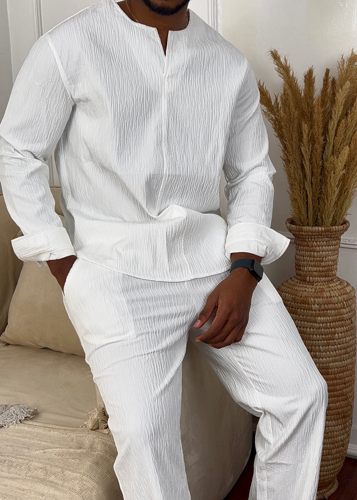 Garm Island Creased long sleeve set in white