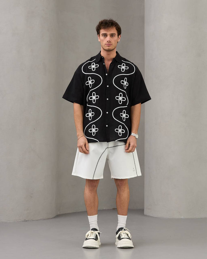 2morrow Embroidered Floral Shirt in Black