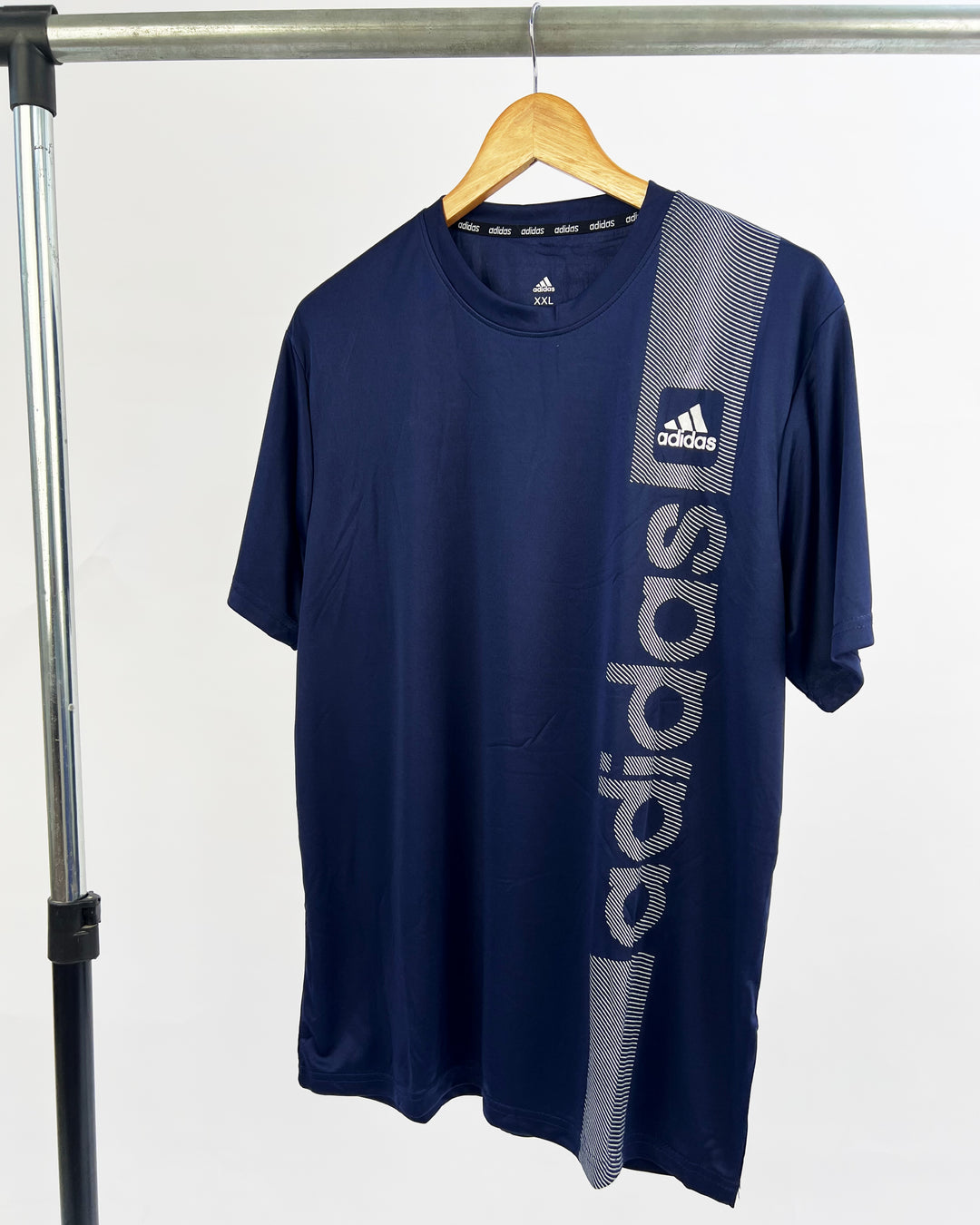 Adidas Side Print logo sports T-shirt in dark blue