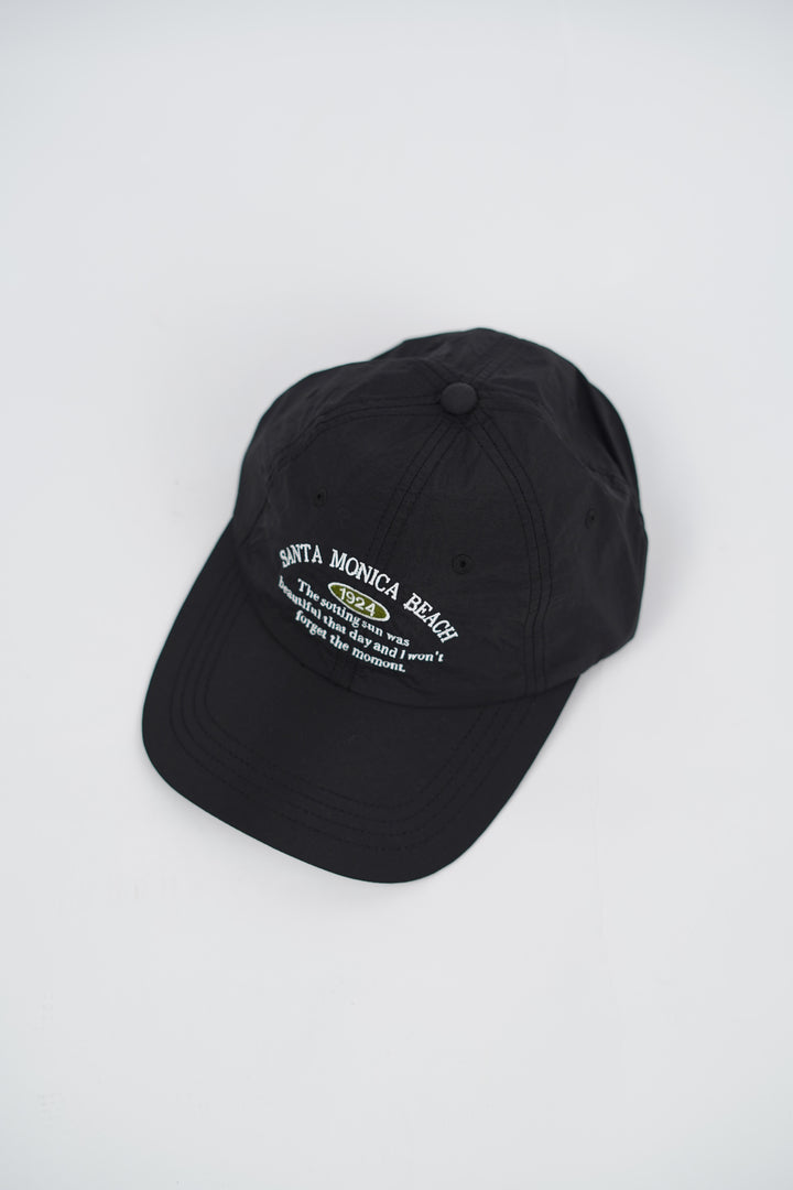 Embroidered Text Curved Adjustable Baseball Cap in Black