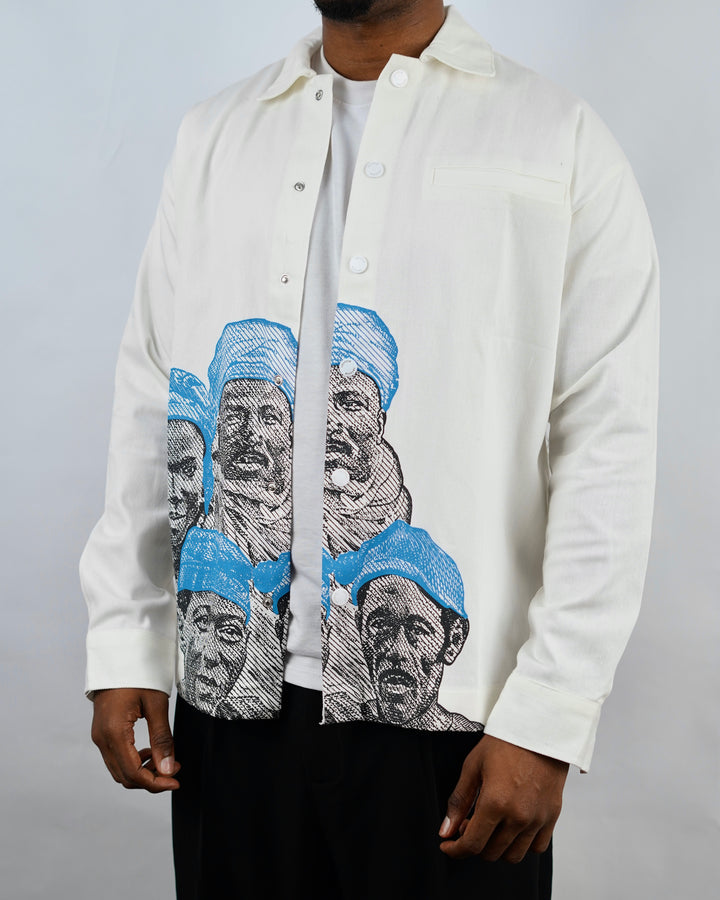 2morrow Tribal Button Up Oversized Jacket in White