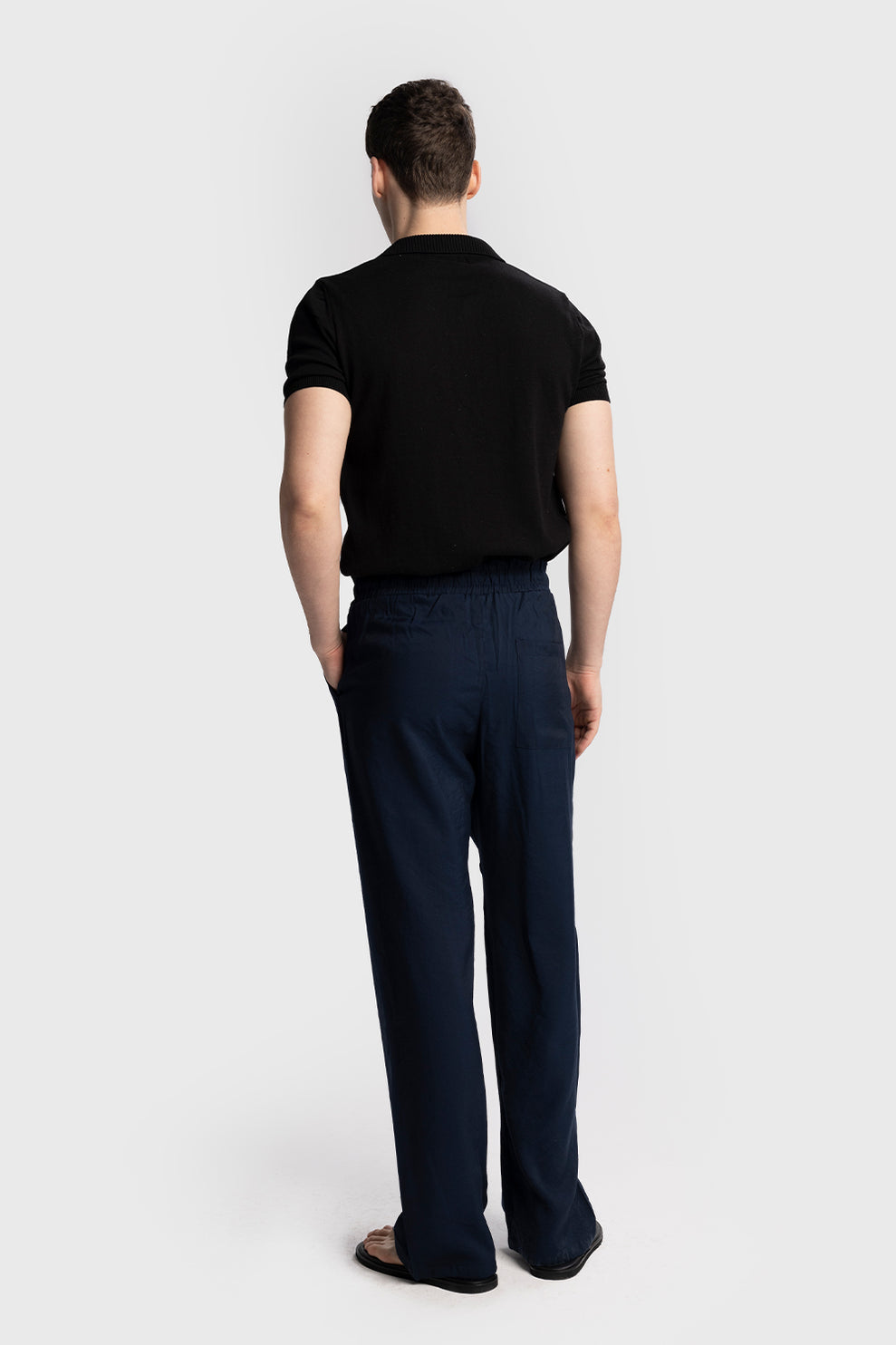 Retro club Cotton Blend Linen pants in Navy