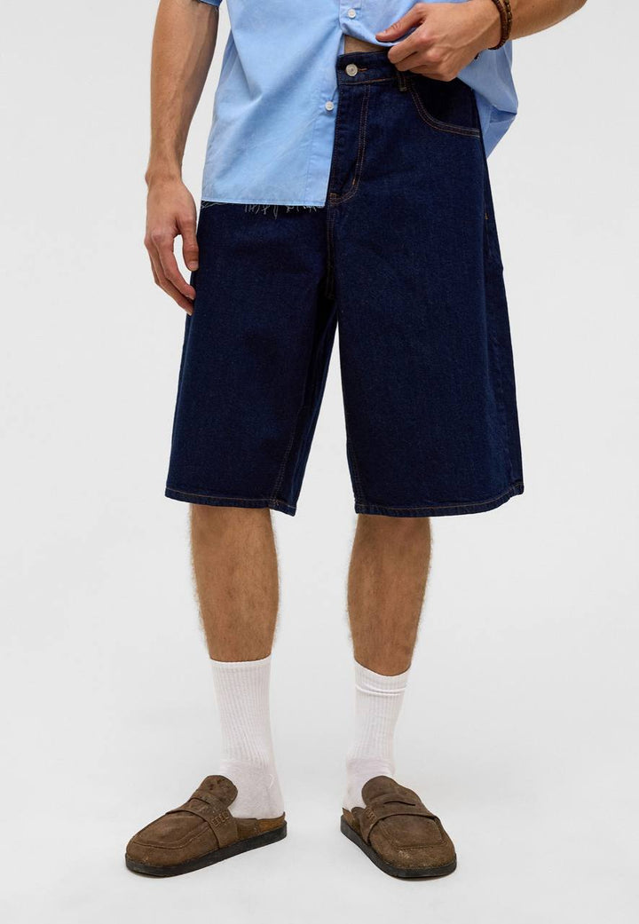 Vamos Baggy Jeans Shorts in Dark Blue