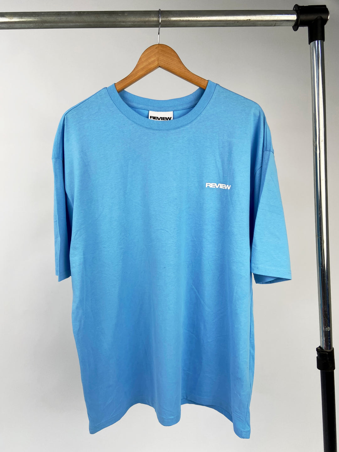 Review text print t-shirt in blue