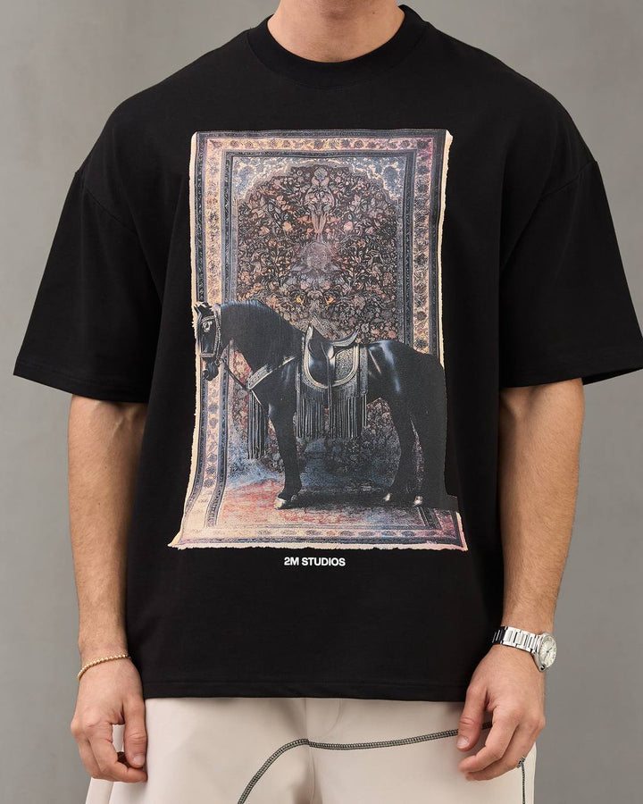 2morrow portrait of a stallion T-shirt in black