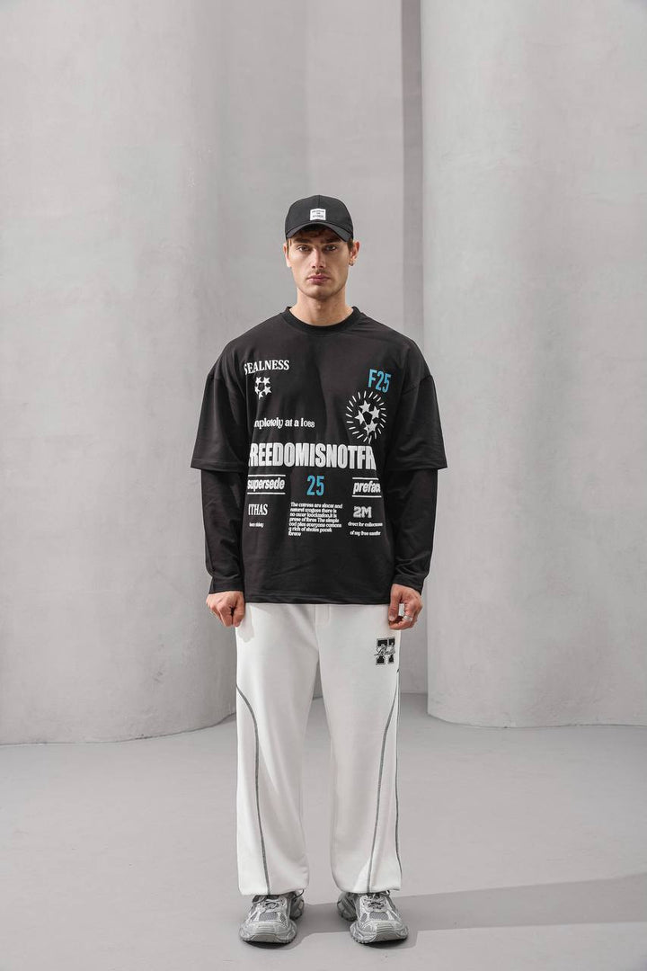 2morrow Oversized Graphic Text Print in Black