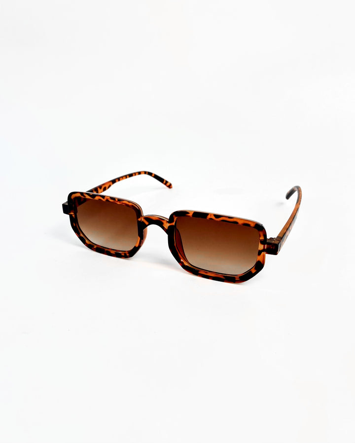 Polygonal leopard print frame sun glasses