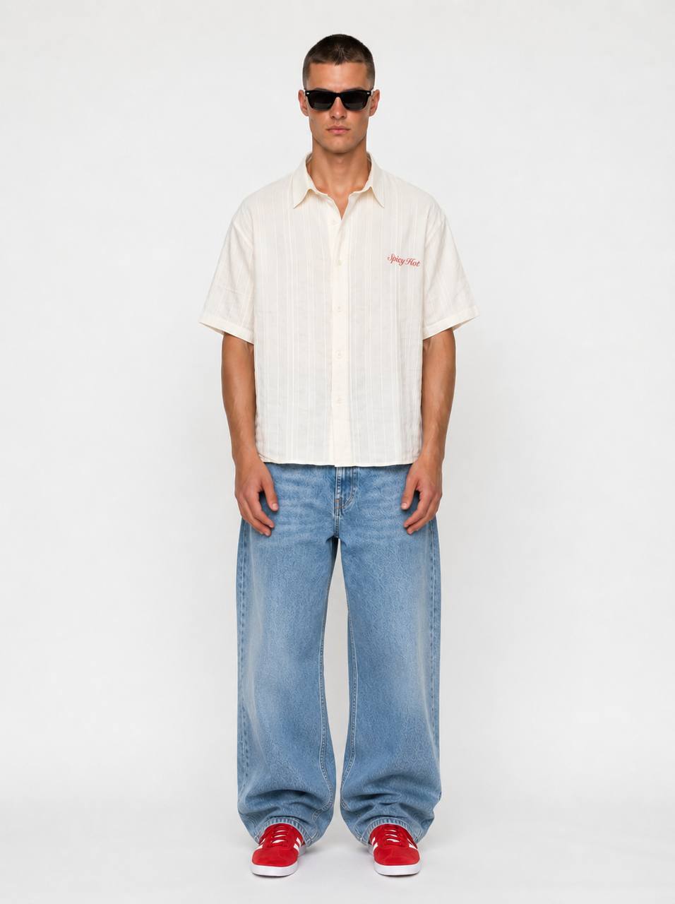 Essence of Life Ravage Studios Striped Shirt in Neutral