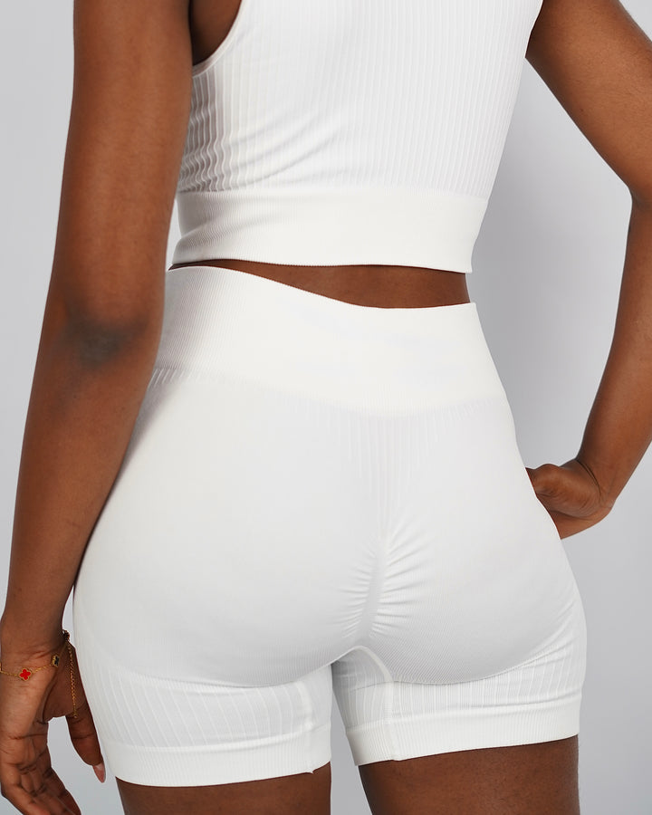 Garm Island Seamless Ribbed Shorts in white