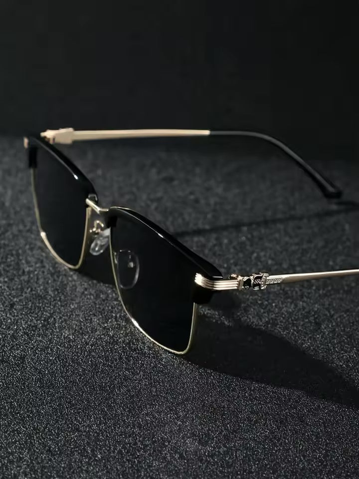 Men's Metal Punk Sun glasses in Black