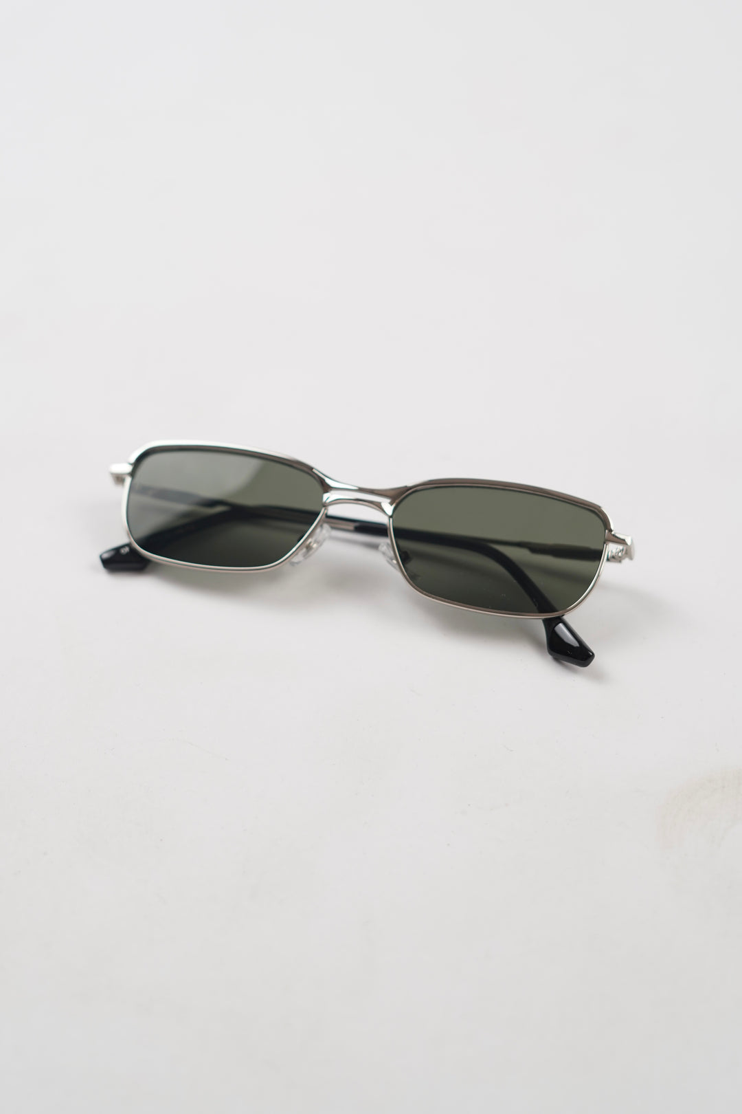Full Rim Rectangular Silver Green Sun glasses