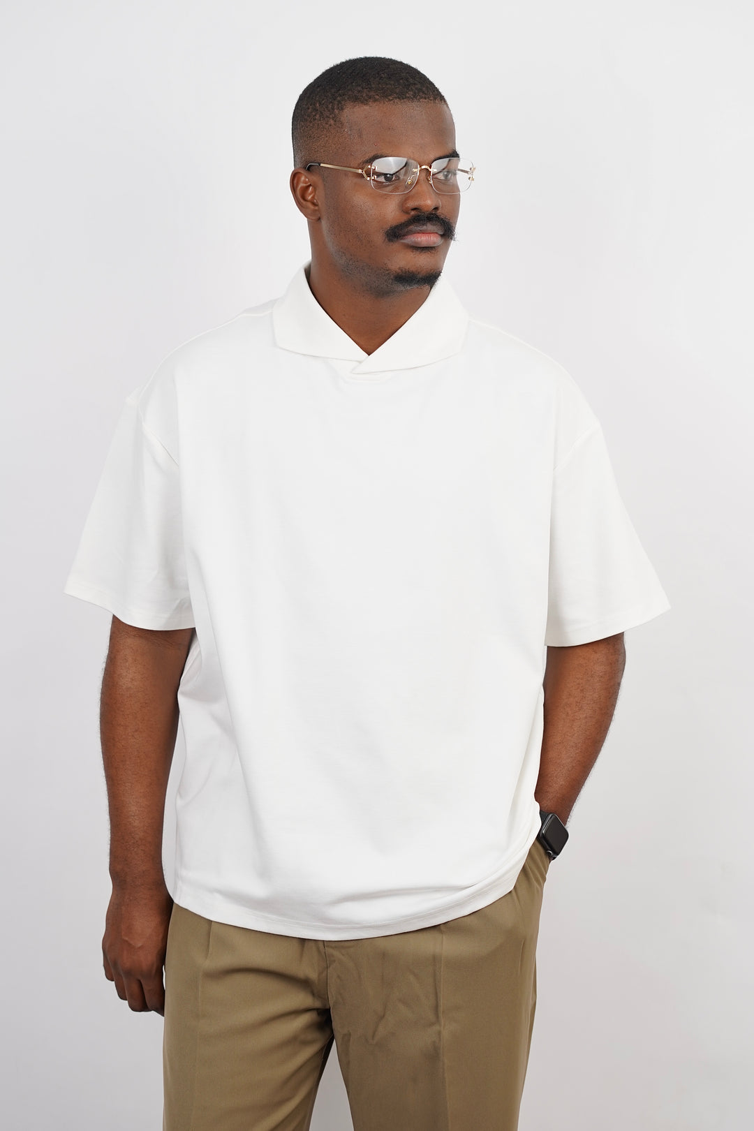 Garm Island Mock Neck Polo Shirt in White