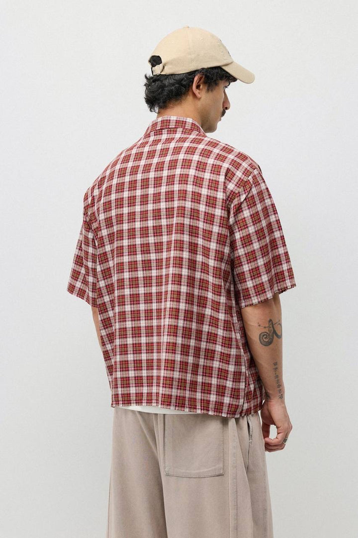 Vamos Plaid Short Sleeve shirt in Red