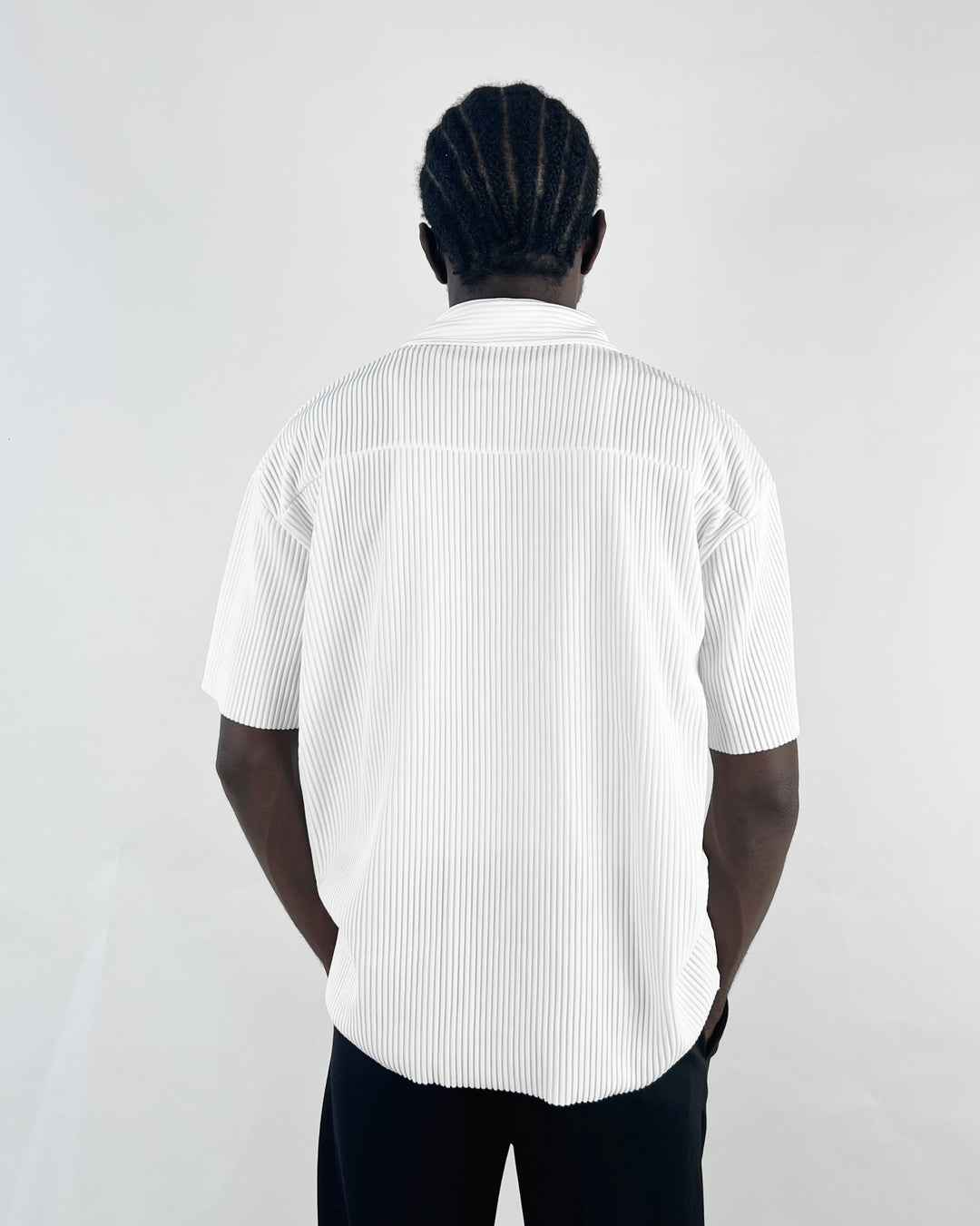 Oversized Ribbed polo shirt in white