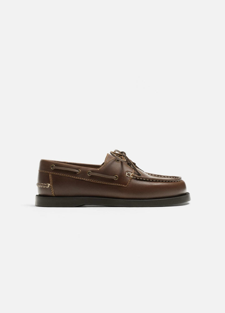 ZARA LEATHER TASSEL LOAFERS IN BROWN