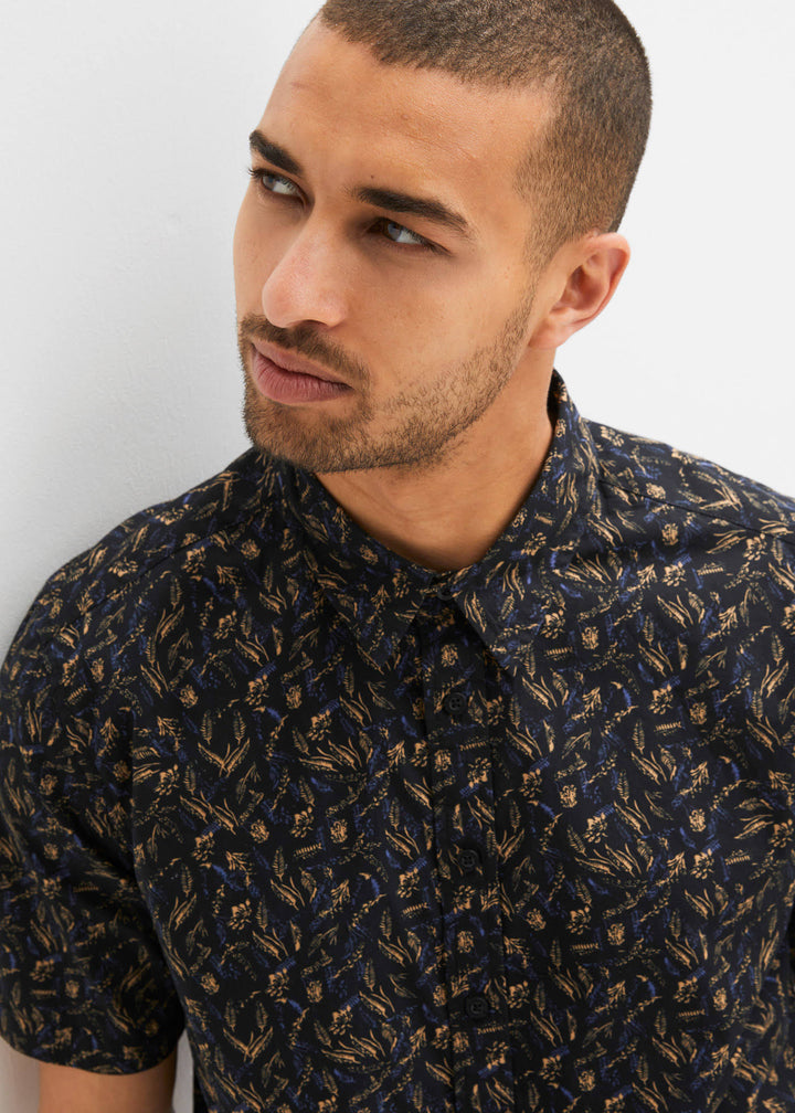 Bonprix floral print shirt in black