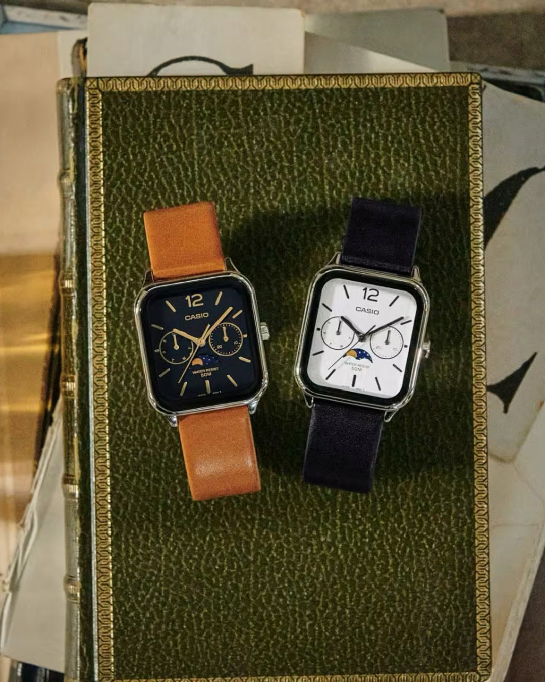 CASIO MTP-M305D-7AV IN LEATHER STRAP