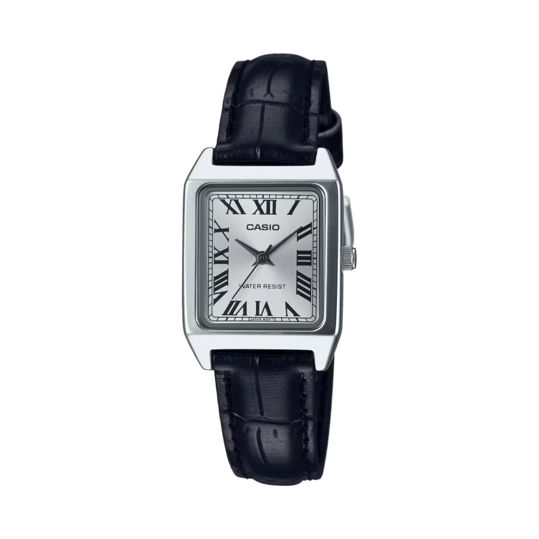 Casio LTP-V007L leather wrist watch in silver