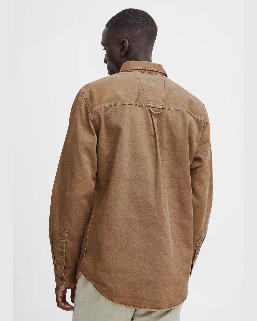 Blend washed denim shirt in buckthorn brown