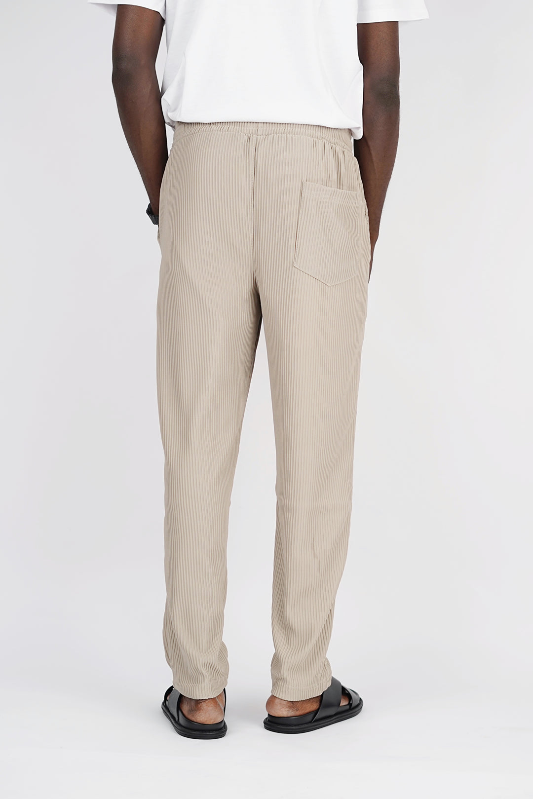 Spruce pleated pants with toggle drawstring in beige