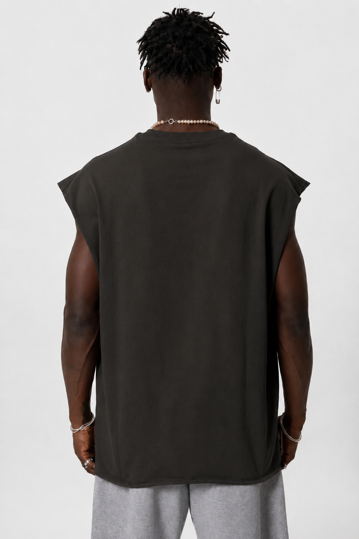 Vamos Oversized Sleeveless T-shirt in Brown