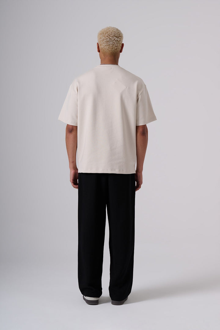 2512 T-shirt with constrast drawing in Beige