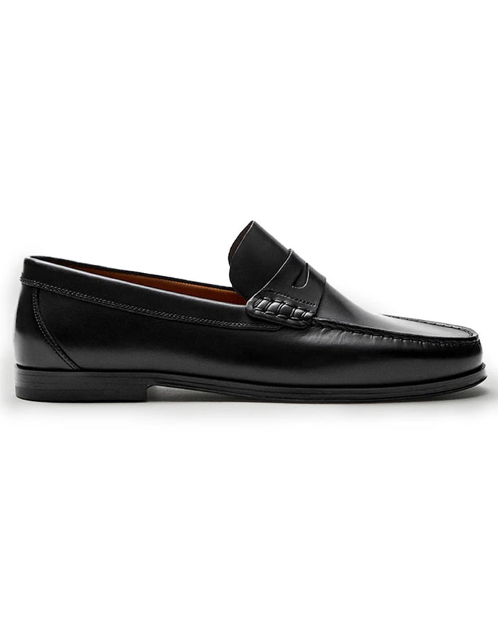 Garm Island Vintage Calf Leather Penny Loafers in black