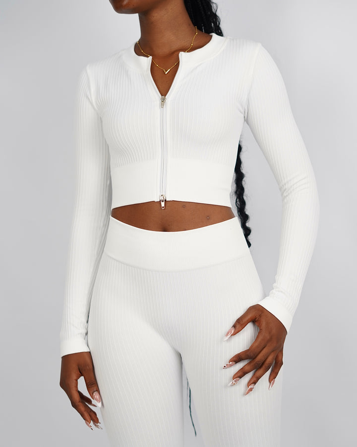 Garm Island Seamless Ribbed Long Sleeve in white