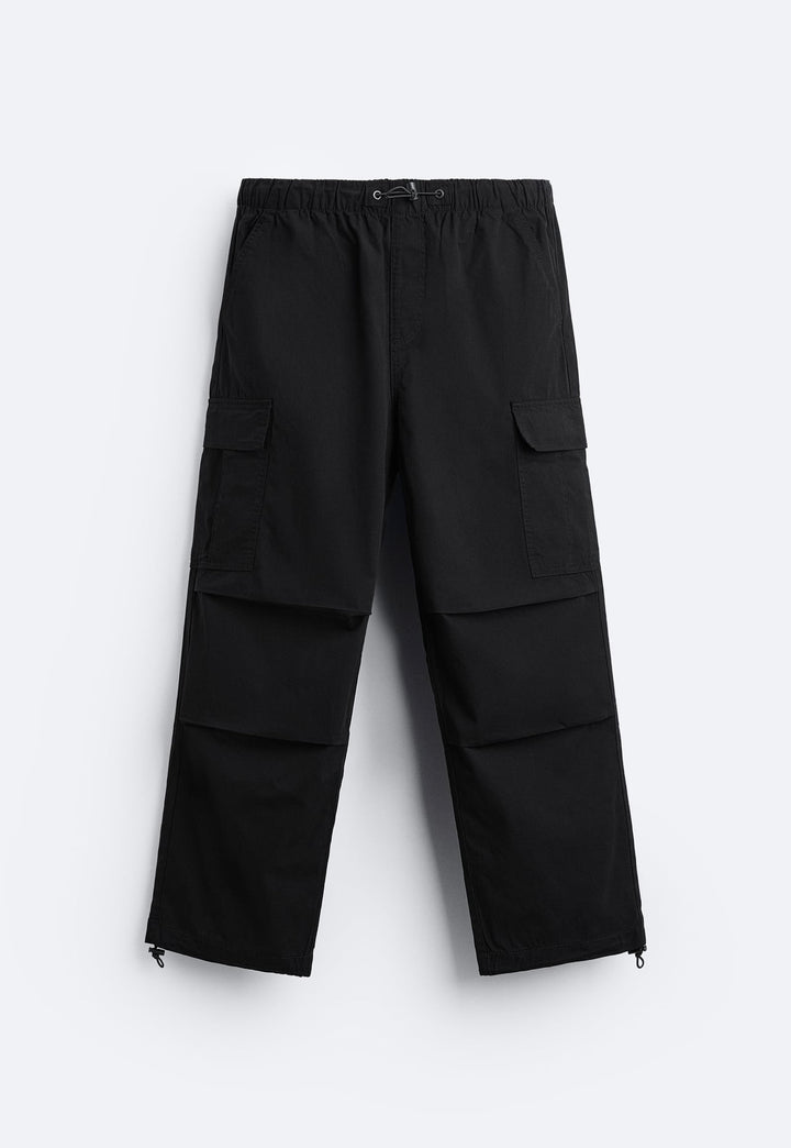 ZARA PARACHUTE CARGO PANTS IN BLACK