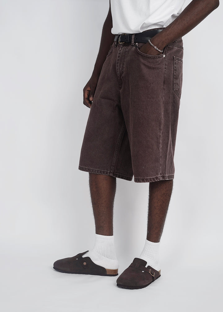 Vamos Baggy Jeans Shorts in Brown