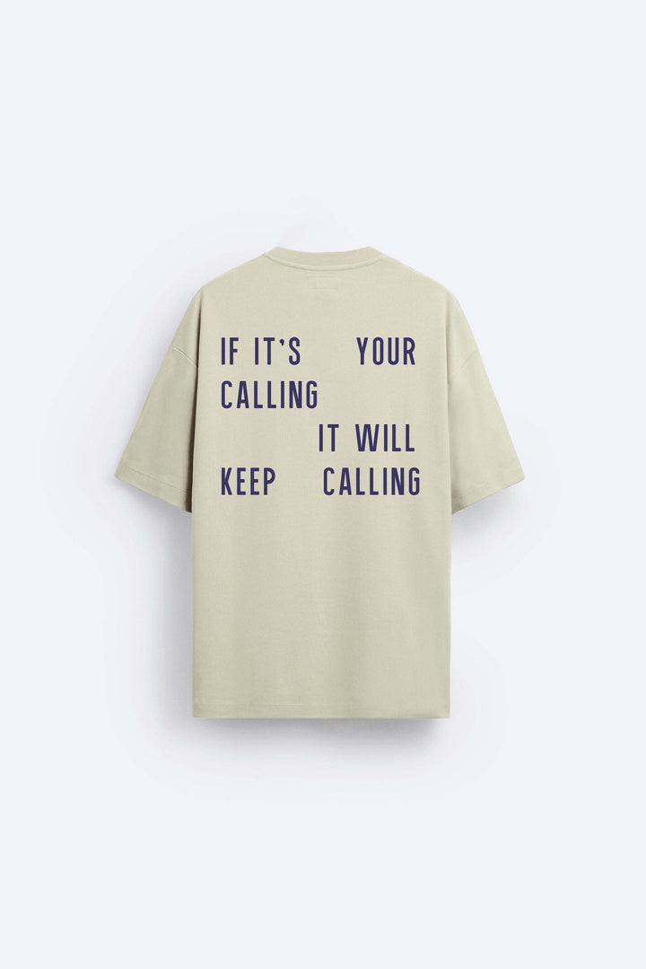 Garm Island Graphic Text Print T-shirt in beige