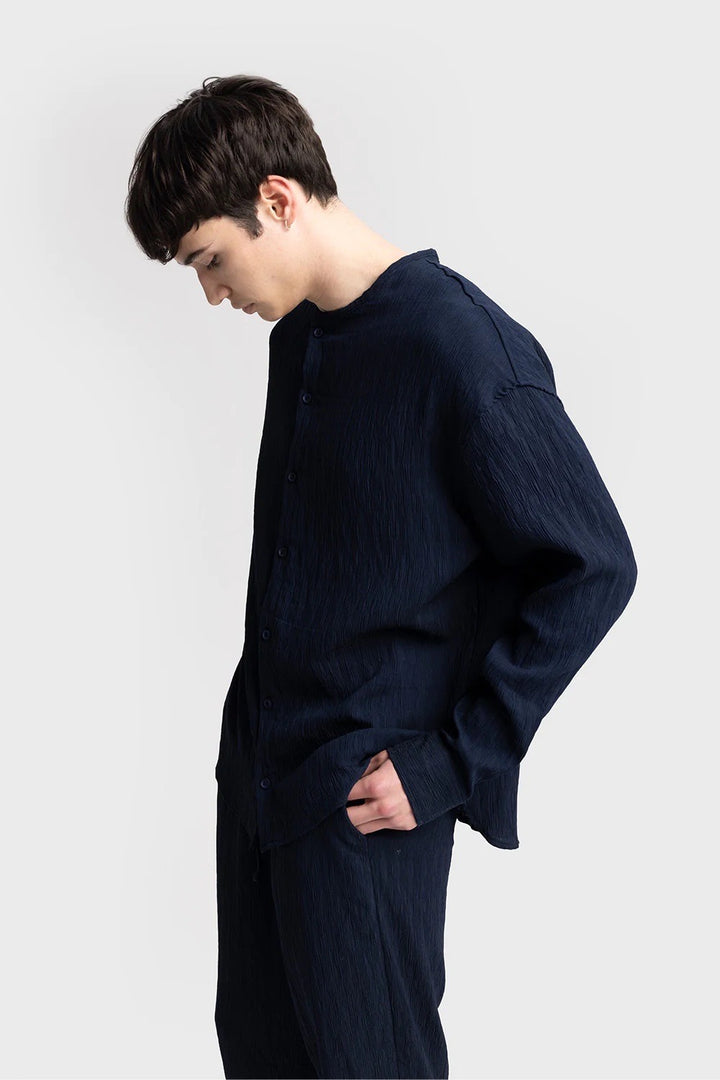 Giesto creased long sleeve shirt in blue