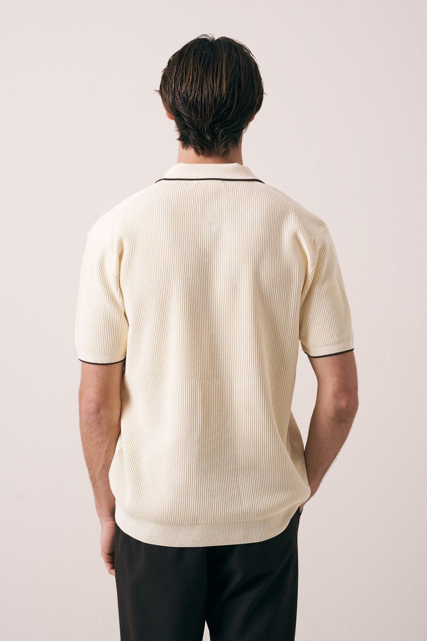 Massimo Collar detail polo shirt in beige