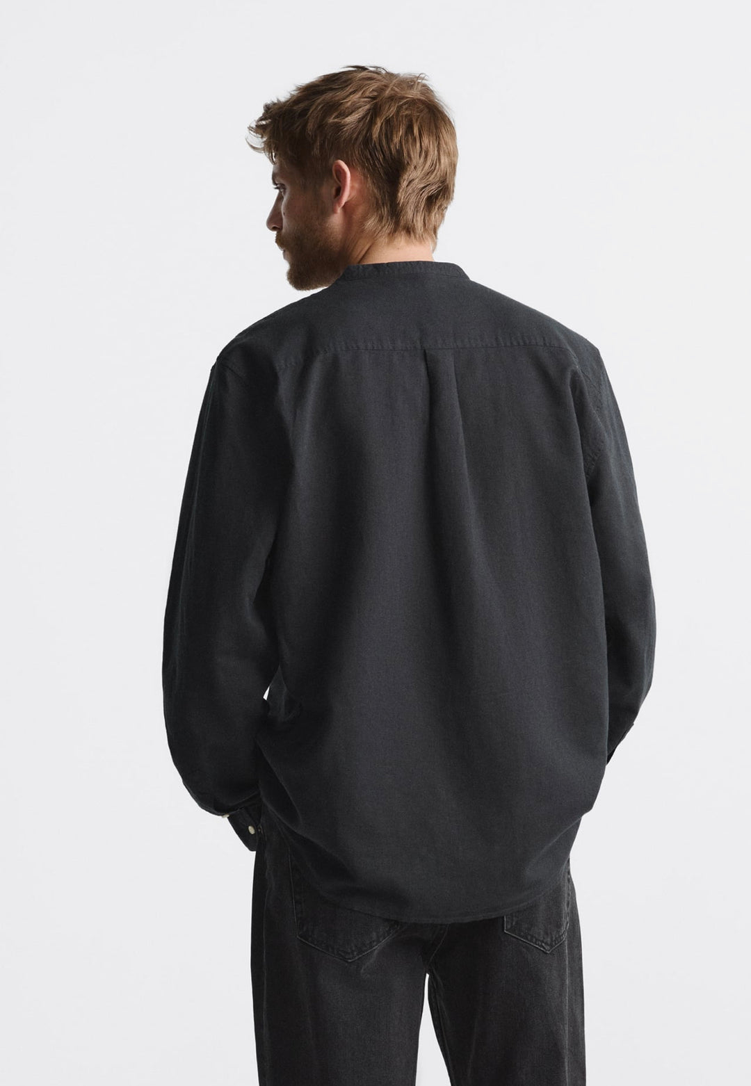 ZARA COTTON LINEN SHIRT BLACK