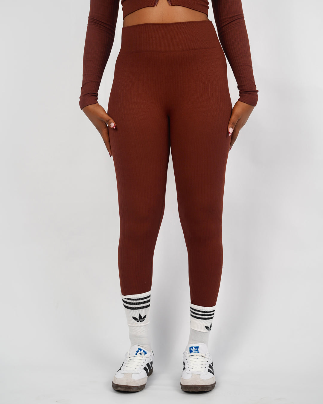 Garm Island Seamless Ribbed Leggings in Brown