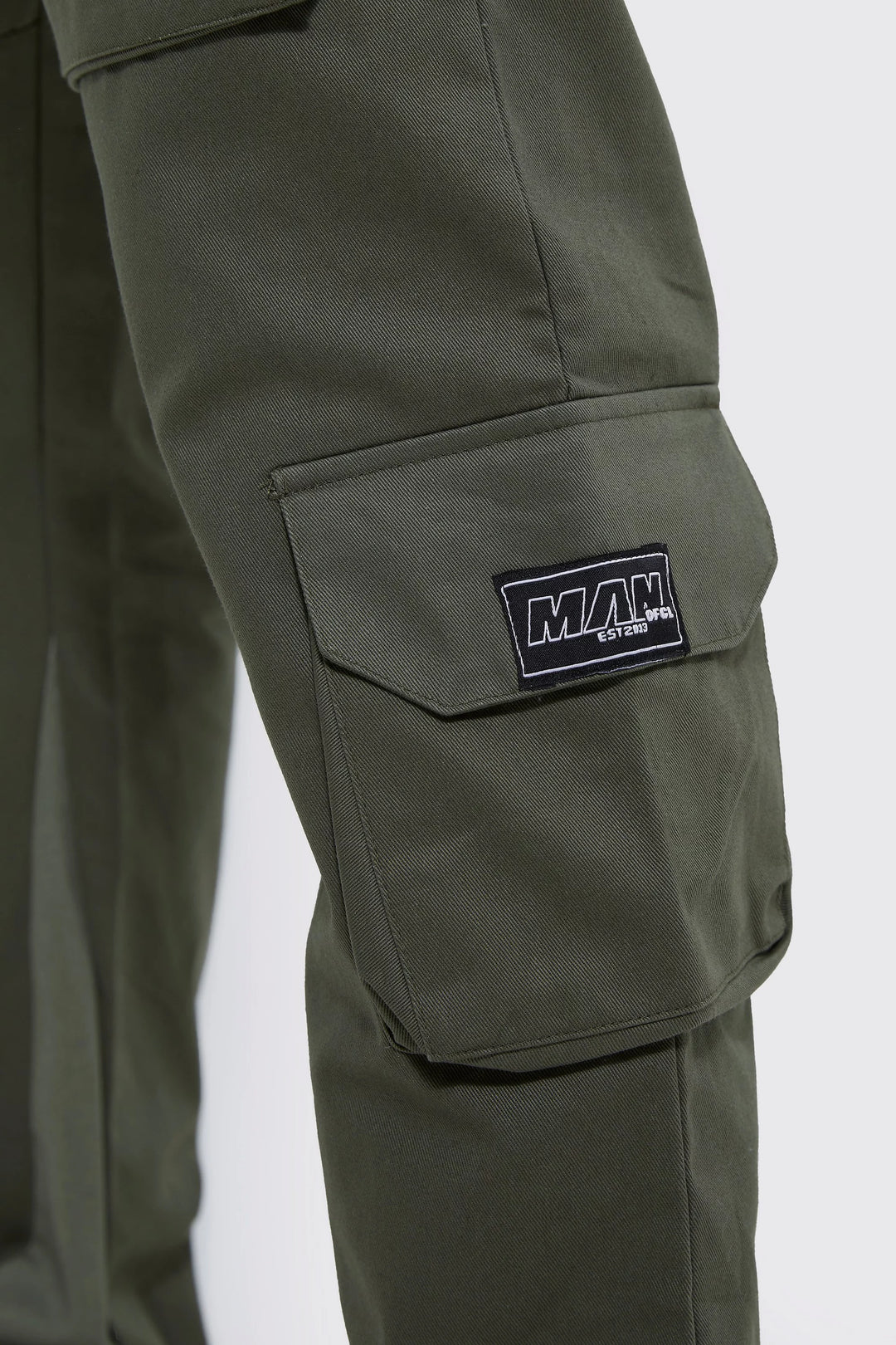 BOOHOOMAN FIXED SLIM FLARE COLOURBLOCK CARGO TROUSER