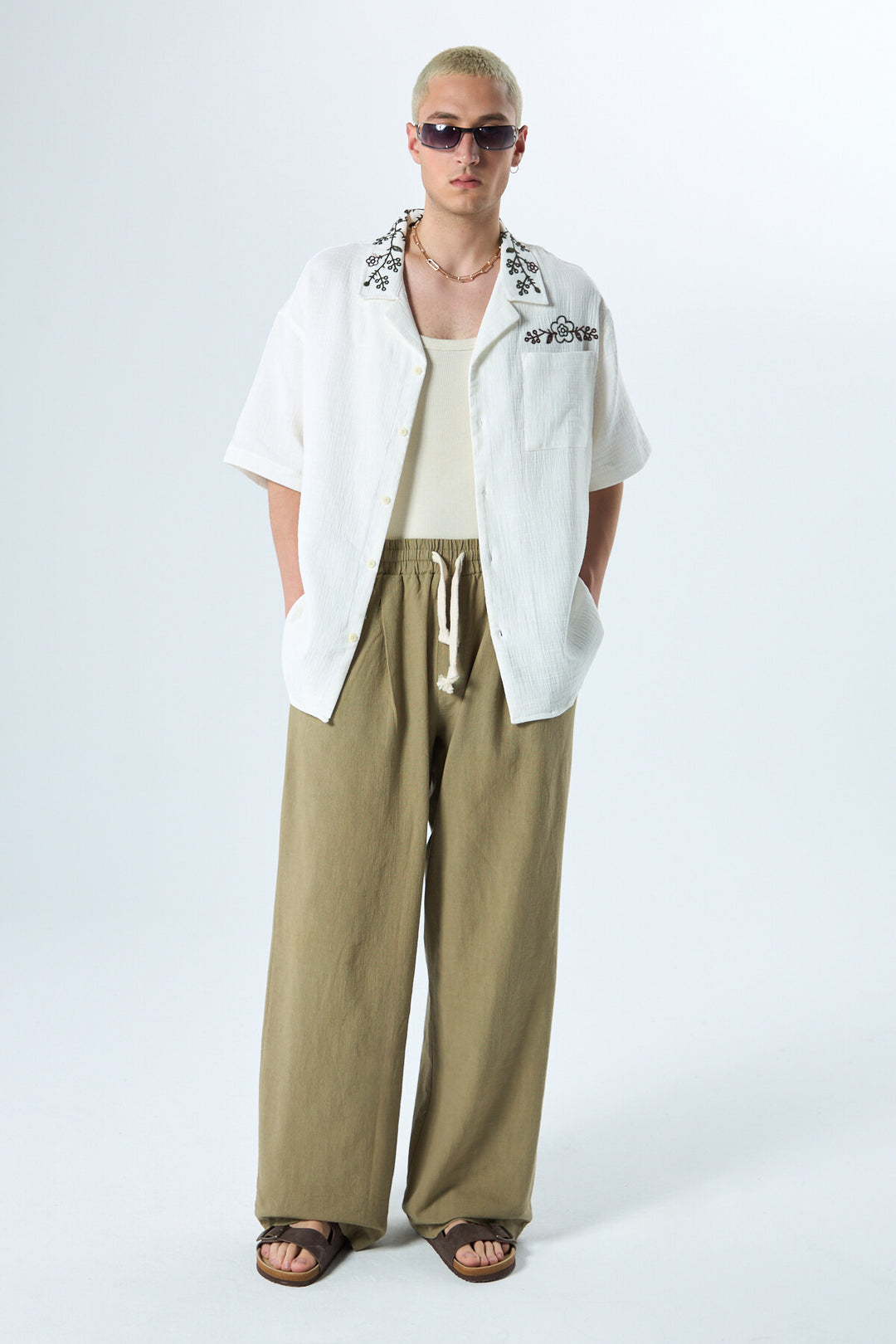 Vamos Baggy Linen Pants in Sage