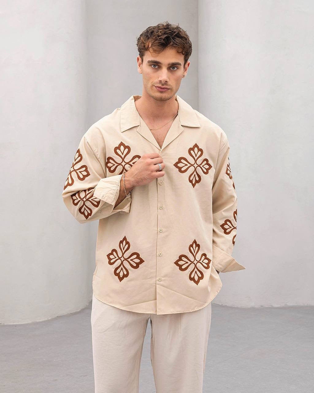 2morrow Floral Mosaic Shirt in Brown