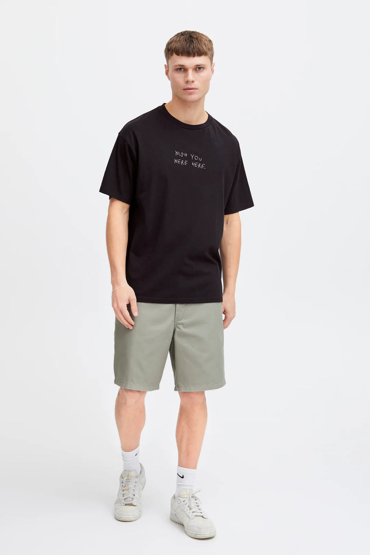 Solid WISH YOU WERE HERE T-shirt in black
