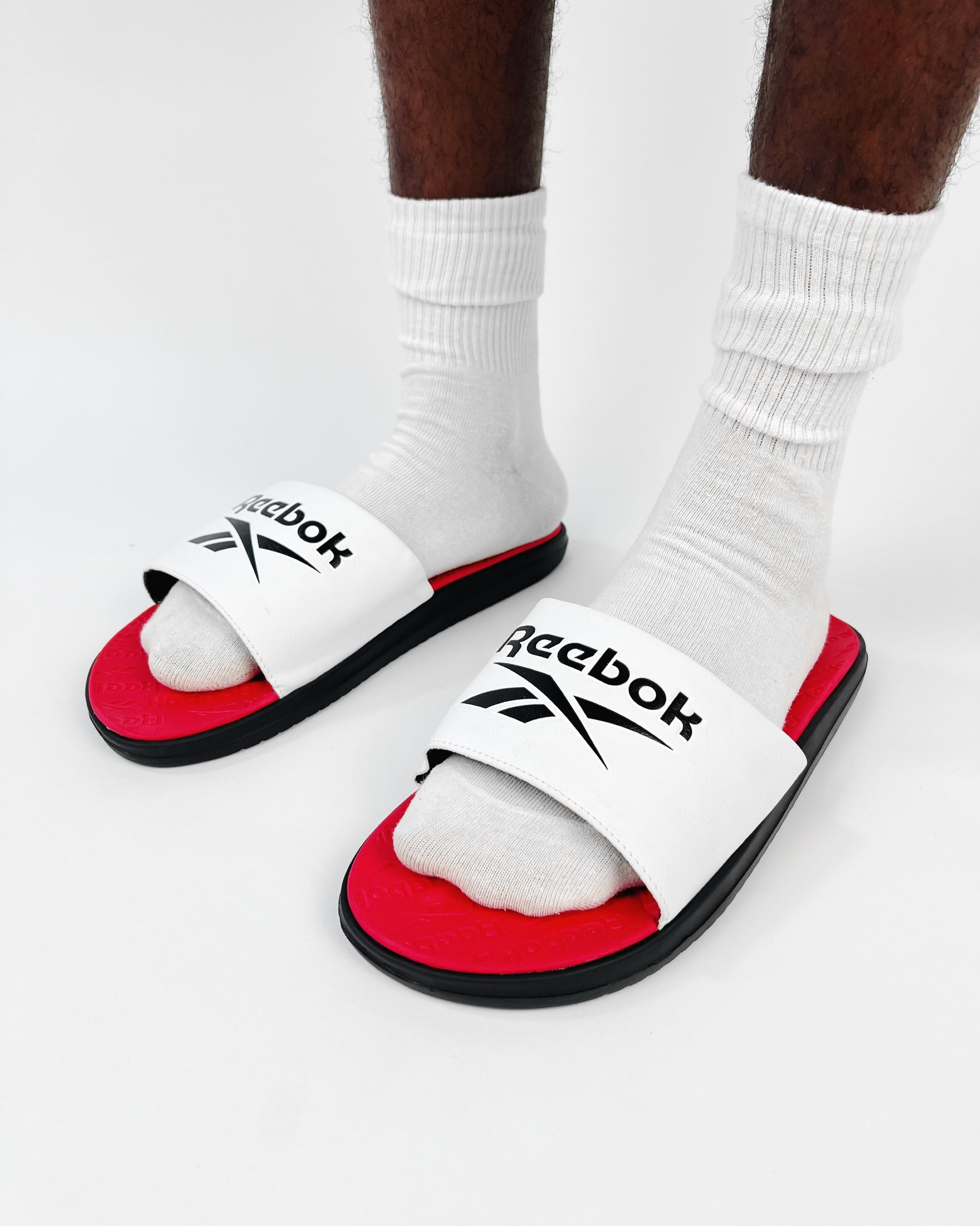Slide Reebok Exercise Reebok Dual Density Slides in White – Garmisland