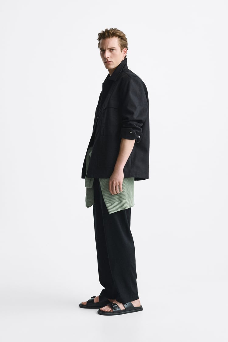 Retro club Cotton Blend Linen pants in black